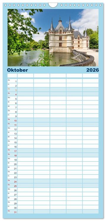 Produktbild: Familienplaner 2026 - Ch&acirc;teaux. Im Tal der Loire mit 5 Spalten (Wandkalender, 21 x 45 cm) CALVENDO