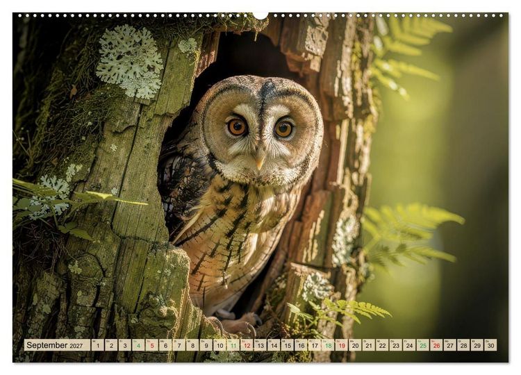 Produktbild: Eulen - furchtlos und elegant (hochwertiger Premium Wandkalender 2027 DIN A2 quer), Kunstdruck in Hochglanz