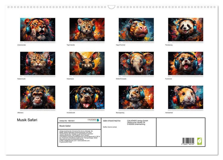 Produktbild: Musik Safari (Wandkalender 2026 DIN A2 quer), CALVENDO Monatskalender