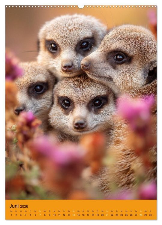 Produktbild: Die Erdm&auml;nnchen Familie - Kalender der niedlichen Tiere (Wandkalender 2026 DIN A2 hoch), CALVENDO Monatskalender
