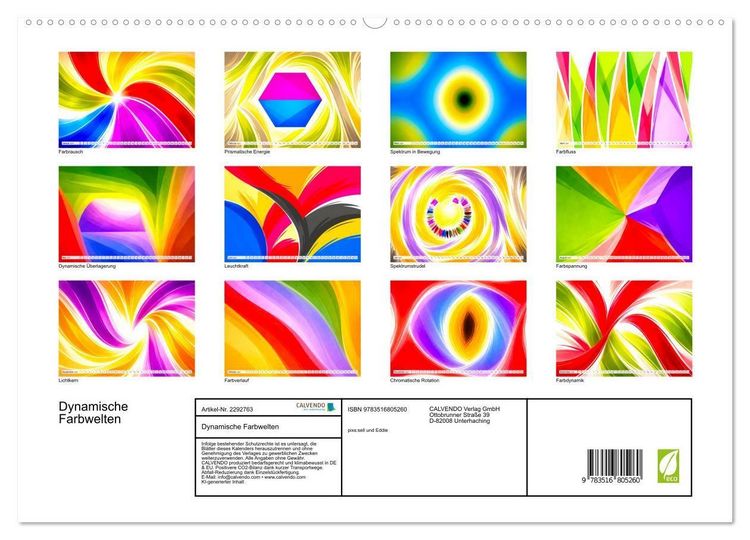 Produktbild: Dynamische Farbwelten (hochwertiger Premium Wandkalender 2027 DIN A2 quer), Kunstdruck in Hochglanz
