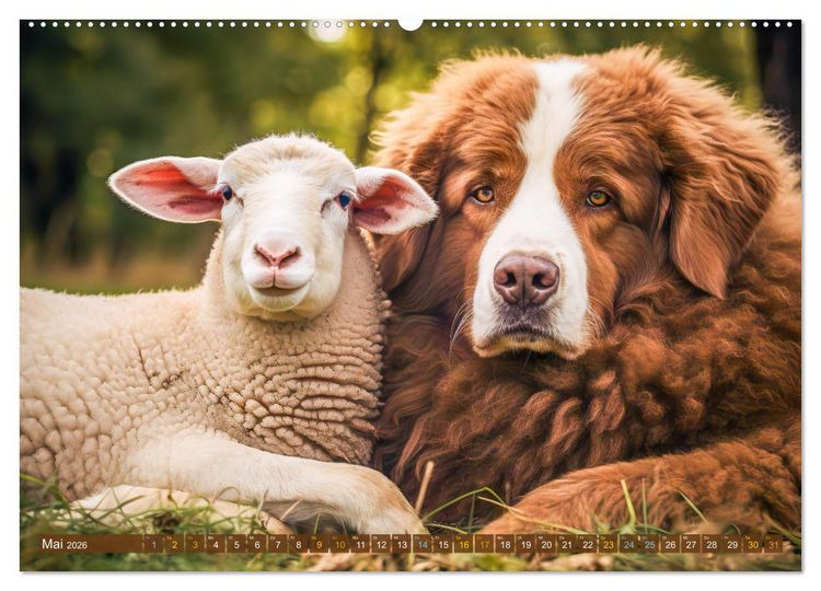 Produktbild: Bauernhof-Freunde - Hunde und ihre tierischen Freundschaften (Wandkalender 2026 DIN A2 quer), CALVENDO Monatskalender