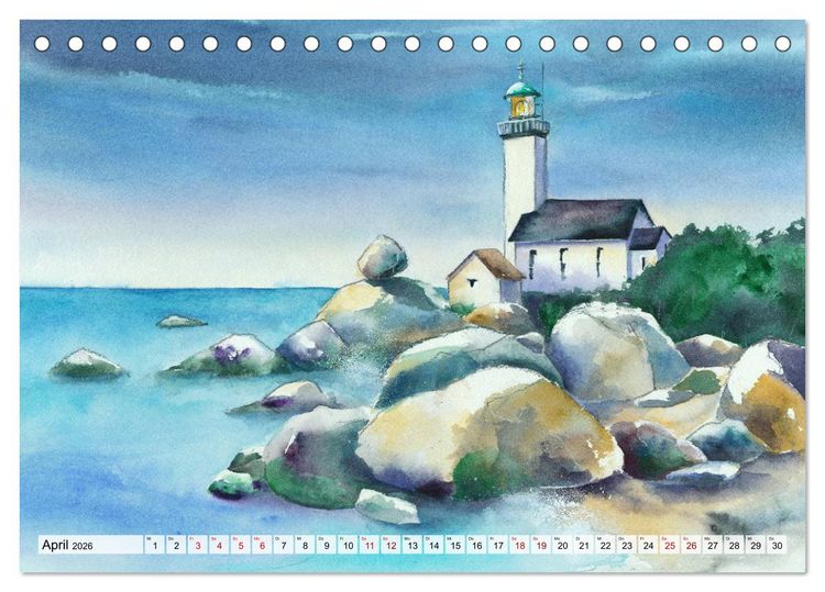 Produktbild: Frankreich Aquarelle (Tischkalender 2026 DIN A5 quer), CALVENDO Monatskalender