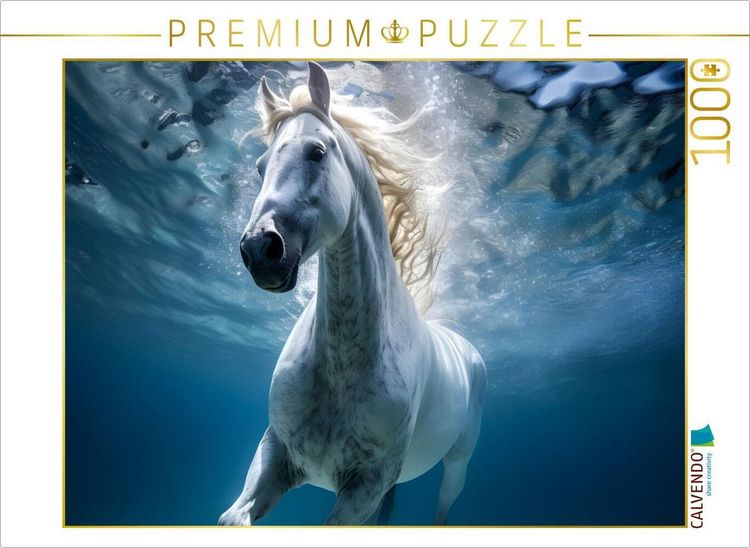 Produktbild: CALVENDO Puzzle Ein edles Pferd geht schwimmen | 1000 Teile Lege-Gr&ouml;&szlig;e 64x48cm Foto-Puzzle f&uuml;r gl&uuml;ckliche Stunden