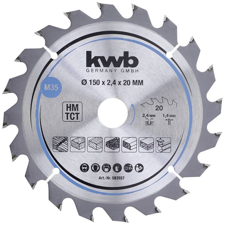 Produktbild: Kwb 583557 Hartmetall Kreiss&auml;geblatt 150 x 20mm 1St.