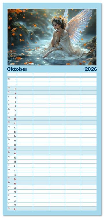 Produktbild: Familienplaner 2026 - Engel und Wasser - Ein Band der Anmut mit 5 Spalten (Wandkalender, 21 x 45 cm) CALVENDO