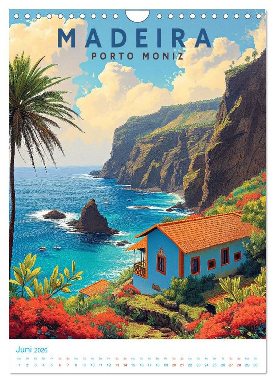 Produktbild: Madeira - Old School Poster Style (Wandkalender 2026 DIN A4 hoch), CALVENDO Monatskalender