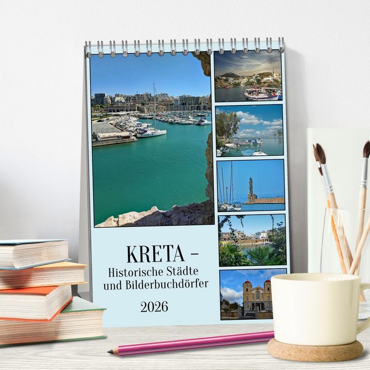 Produktbild: Kreta - Historische St&auml;dte und Bilderbuchd&ouml;rfer (Tischkalender 2026 DIN A5 hoch), CALVENDO Monatskalender