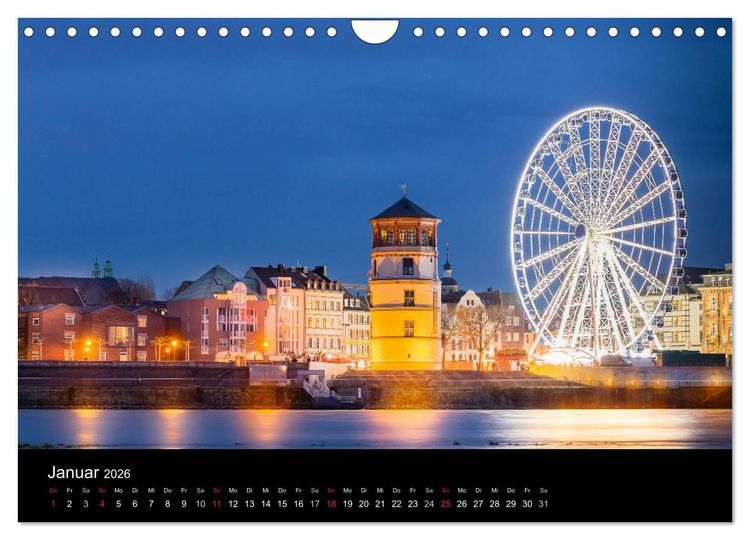 Produktbild: D&uuml;sseldorf bei Nacht (Wandkalender 2026 DIN A4 quer), CALVENDO Monatskalender