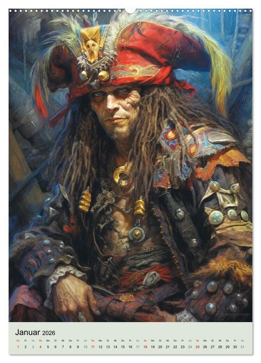 Produktbild: Piraten-Fantasy. Wilde Seer&auml;uber-Romantik im Mittelalter (hochwertiger Premium Wandkalender 2026 DIN A2 hoch), Kunstdruck in Hochglanz