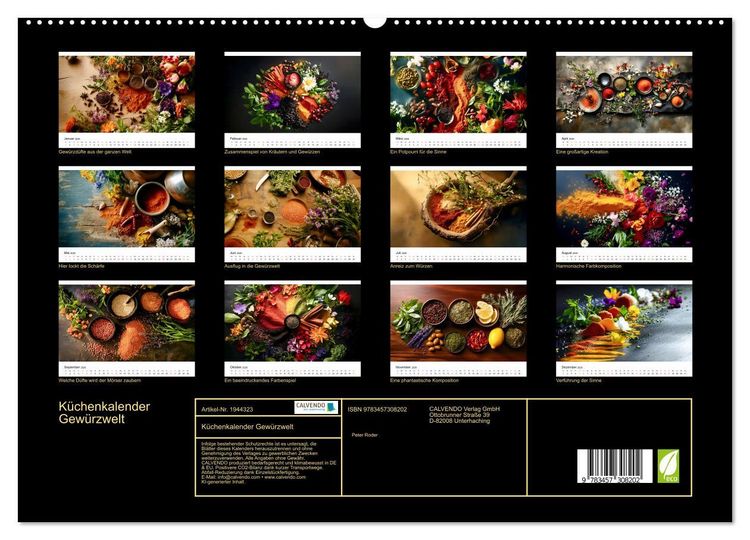 Produktbild: K&uuml;chenkalender Gew&uuml;rzwelt (hochwertiger Premium Wandkalender 2026 DIN A2 quer), Kunstdruck in Hochglanz