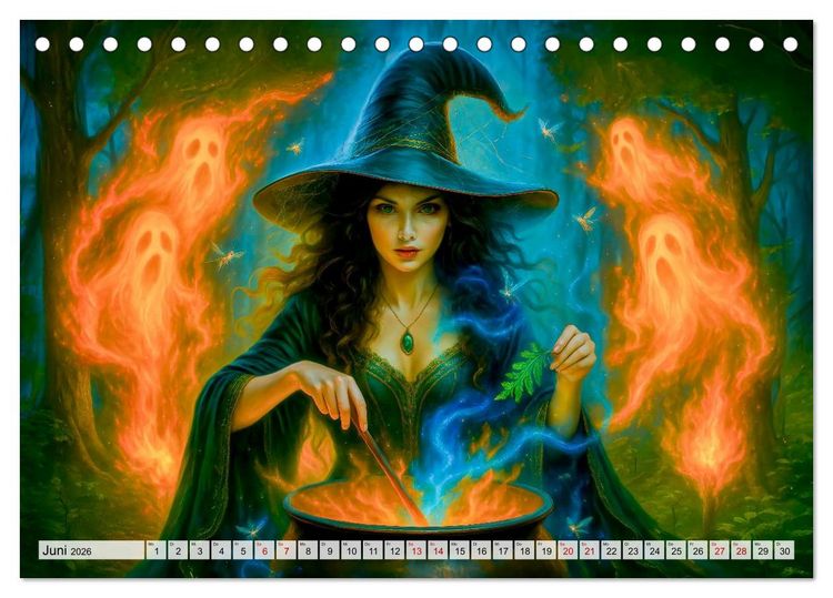 Produktbild: Mystische Hexen - Magische Frauen und finstere N&auml;chte (Tischkalender 2026 DIN A5 quer), CALVENDO Monatskalender