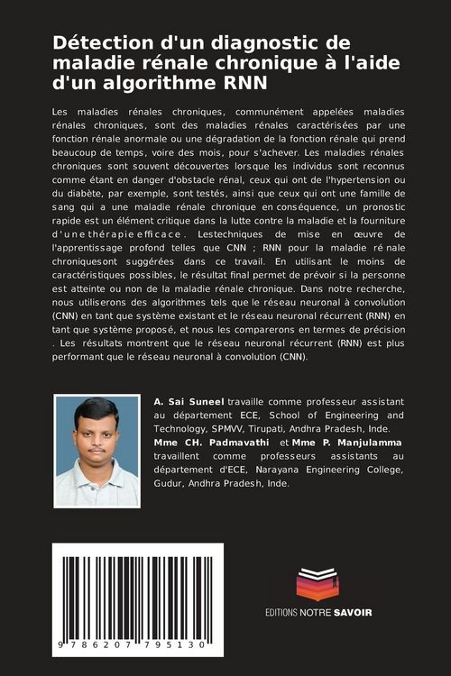 Produktbild: D&eacute;tection d'un diagnostic de maladie r&eacute;nale chronique &agrave; l'aide d'un algorithme RNN
