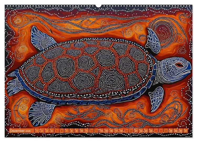 Produktbild: Traumzeit - KI-generierte Aborigine-Kunst aus dem Herzen Australiens (Wandkalender 2026 DIN A2 quer), CALVENDO Monatskalender