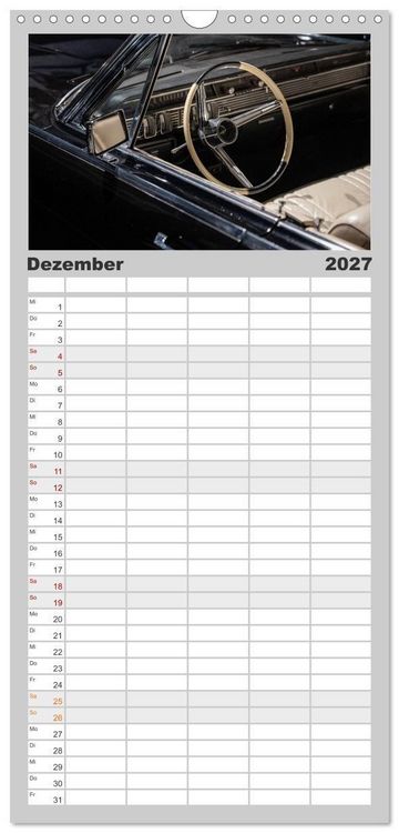 Produktbild: Familienplaner 2027 - Einsteigen, bitte! - Innenansichten automobiler Ikonen mit 5 Spalten (Wandkalender, 21 x 45 cm) CALVENDO