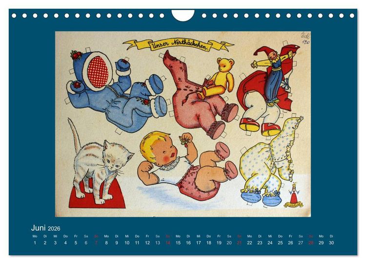 Produktbild: Alte europ&auml;ische Ankleidepuppen aus Papier (Wandkalender 2026 DIN A4 quer), CALVENDO Monatskalender
