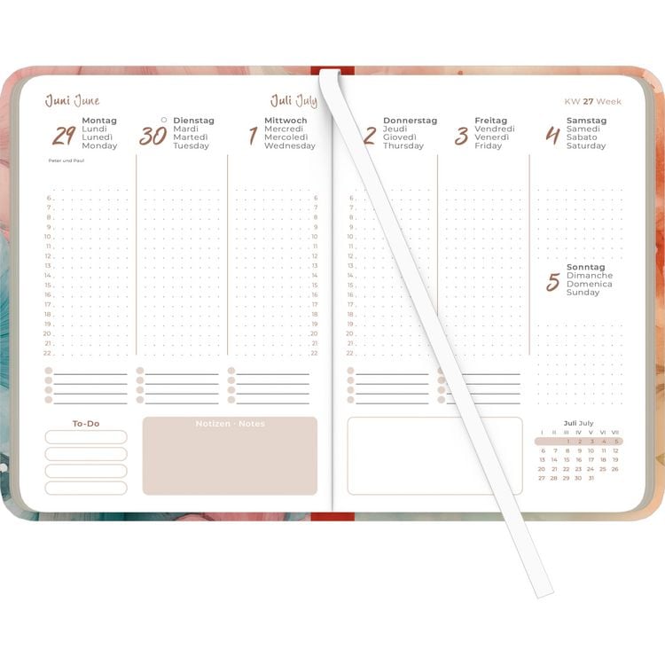 Produktbild: Lady Journal Flowers 2026 - Taschenkalender A6 (10,7x15,2 cm) - Weekly - 192 Seiten - Notiz-Buch - Termin-Planer - Alpha Edition