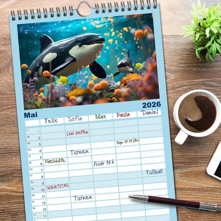 Produktbild: Familienplaner 2026 - Abenteuer Spielzeugland rund ums Wasser mit 5 Spalten (Wandkalender, 21 x 45 cm) CALVENDO