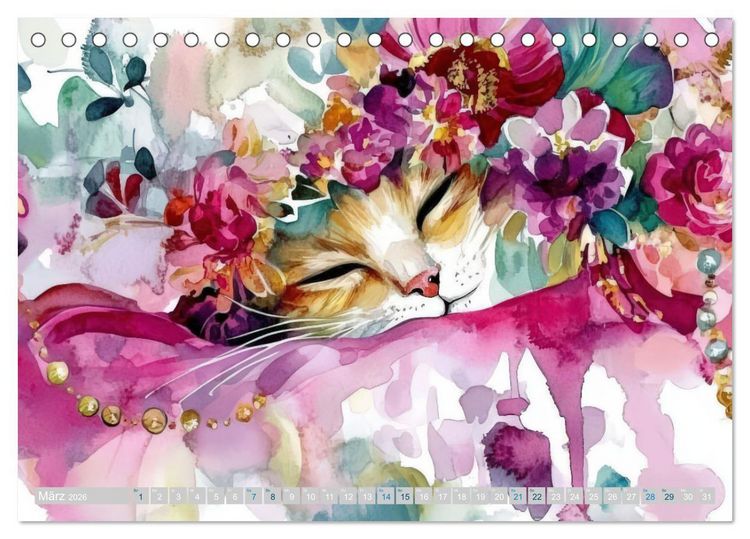 Produktbild: Katzensymphonie in Aquarell (Tischkalender 2026 DIN A5 quer), CALVENDO Monatskalender