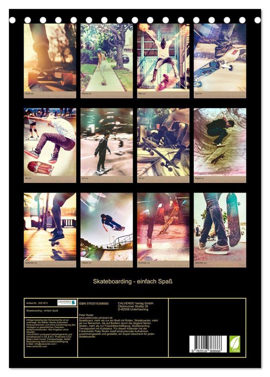 Produktbild: Skateboarding - einfach Spa&szlig; (Tischkalender 2026 DIN A5 hoch), CALVENDO Monatskalender