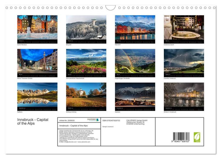 Produktbild: Innsbruck - Capital of the Alps (Wandkalender 2026 DIN A3 quer), CALVENDO Monatskalender