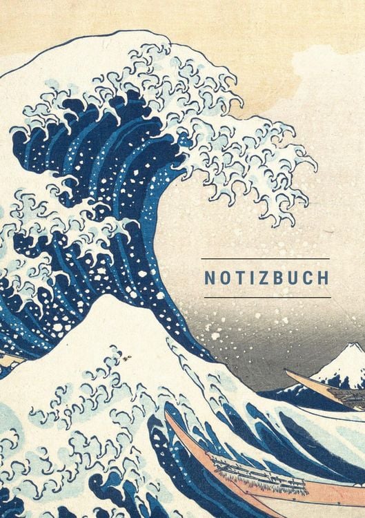Produktbild: Notizbuch klein A5 Blanko - Notizheft 44 Seiten 90g/m&sup2; - Softcover Hokusai "Die gro&szlig;e Welle vor Kanagawa"- Papier