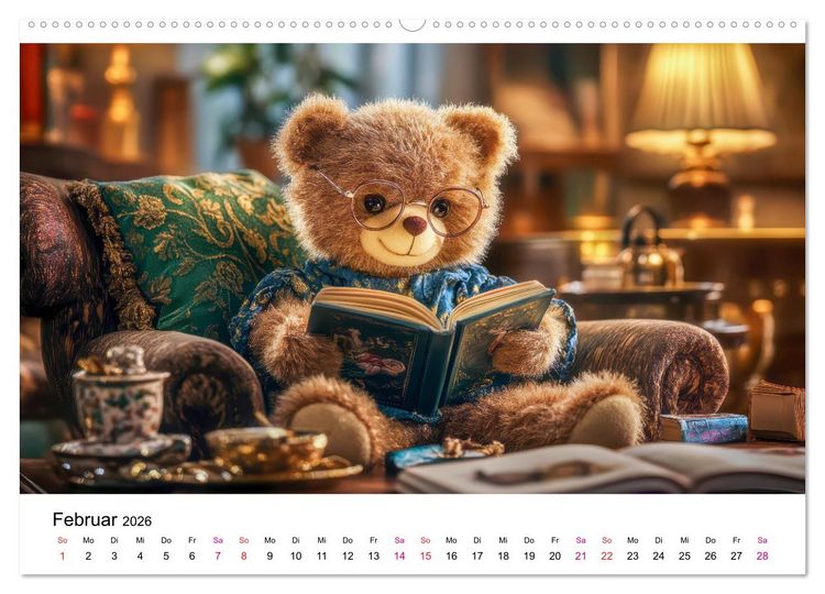 Produktbild: Teddys Welt - B&auml;renstark durchs Jahr (hochwertiger Premium Wandkalender 2026 DIN A2 quer), Kunstdruck in Hochglanz