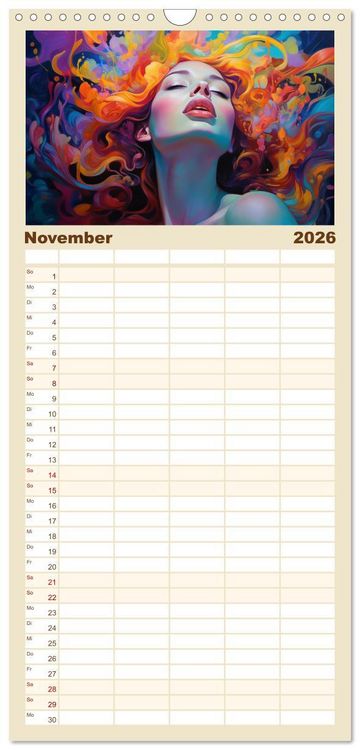 Produktbild: Familienplaner 2026 - Popart Prinzessin mit 5 Spalten (Wandkalender, 21 x 45 cm) CALVENDO