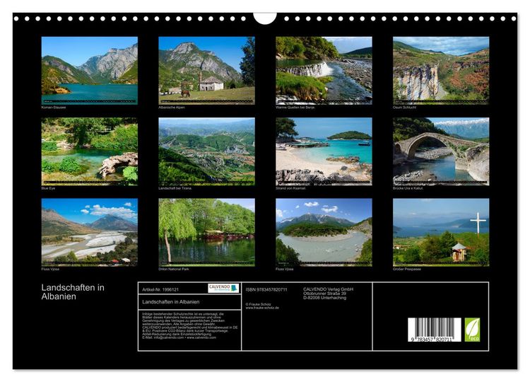 Produktbild: Landschaften in Albanien (Wandkalender 2026 DIN A3 quer), CALVENDO Monatskalender