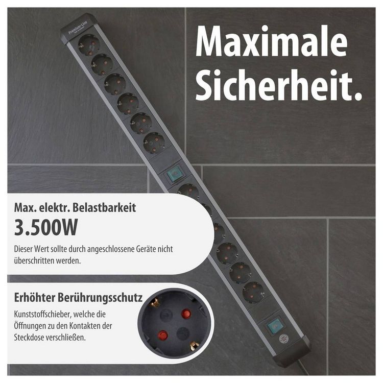 Produktbild: Brennenstuhl 1391030200 Steckdosenleiste mit Schalter Silber, Schwarz Schutzkontakt 1St.