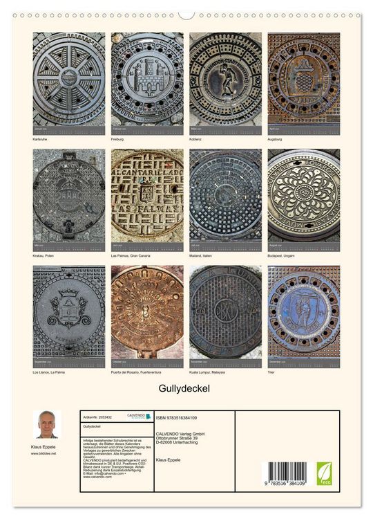 Produktbild: Gullydeckel (hochwertiger Premium Wandkalender 2026 DIN A2 hoch), Kunstdruck in Hochglanz