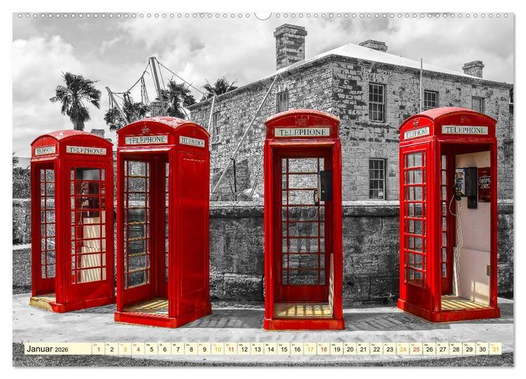 Produktbild: Die bekannteste Telefonzelle der Welt - Telephone Booth (hochwertiger Premium Wandkalender 2026 DIN A2 quer), Kunstdruck in Hochglanz
