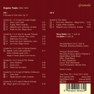 Produktbild: Ysa&iquest;e: 6 Sonaten f&uuml;r Solovioline/Sonate f&uuml;r 2 Viol