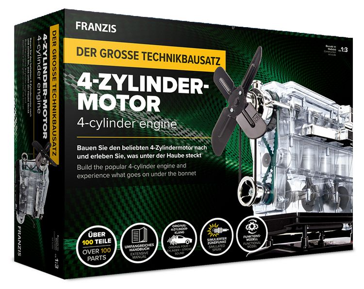 Produktbild: FRANZIS 67175 - Der gro&szlig;e Technikbausatz 4-Zylinder-Motor - Facelift 2026