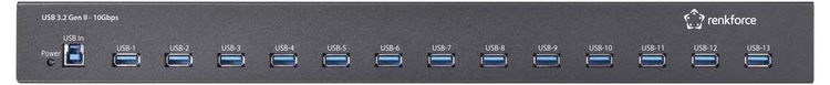 Produktbild: Renkforce RF-6677282 USB-Hub 13 Port USB-A USB 3.2 Gen2 10 GBit/s f&uuml;r industrielle Anwendungen, Rackmontage m&ouml;glich