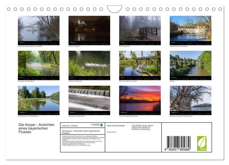 Produktbild: Die Amper - Ansichten eines bayerischen Flusses (Wandkalender 2026 DIN A4 quer), CALVENDO Monatskalender
