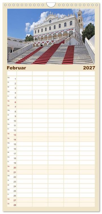 Produktbild: Familienplaner 2027 - Die Kykladen - Inseln im &Auml;g&auml;ischen Meer mit 5 Spalten (Wandkalender, 21 x 45 cm) CALVENDO