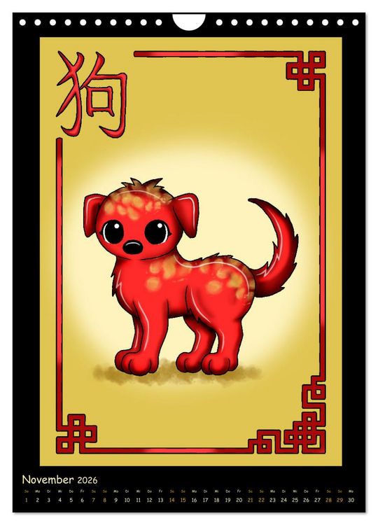 Produktbild: niedliche Tierkreiszeichen im chinesischem Stil (Wandkalender 2026 DIN A4 hoch), CALVENDO Monatskalender
