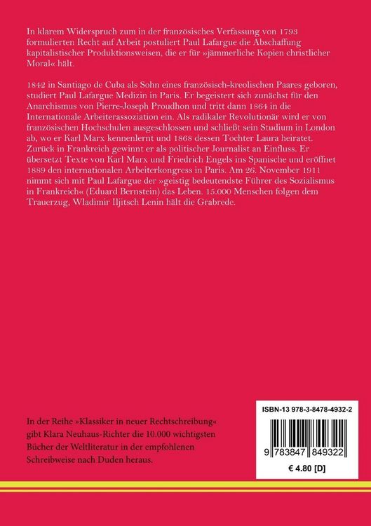 Produktbild: Das Recht auf Faulheit