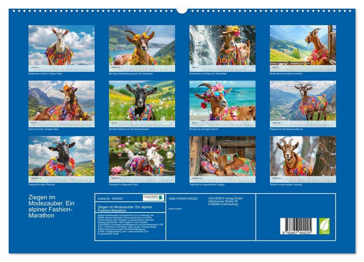 Produktbild: Ziegen im Modezauber. Ein alpiner Fashion-Marathon (hochwertiger Premium Wandkalender 2026 DIN A2 quer), Kunstdruck in Hochglanz