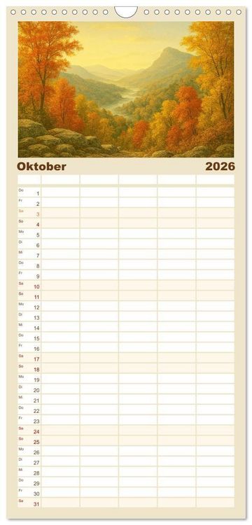 Produktbild: Familienplaner 2026 - Im Licht der Sehnsucht - Romantische Landschaften mit 5 Spalten (Wandkalender, 21 x 45 cm) CALVENDO