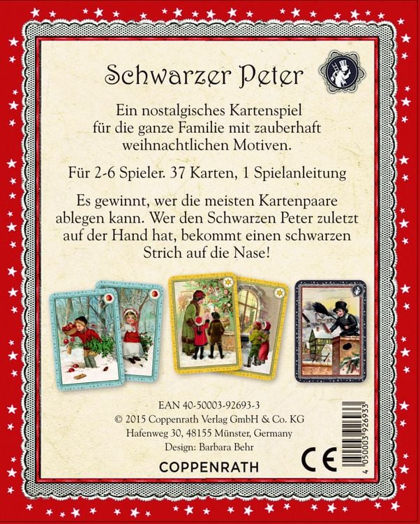 Produktbild: Coppenrath Verlag - Schwarzer Peter - Nostalg.Kartenspiel, Adventsschachtelspiel