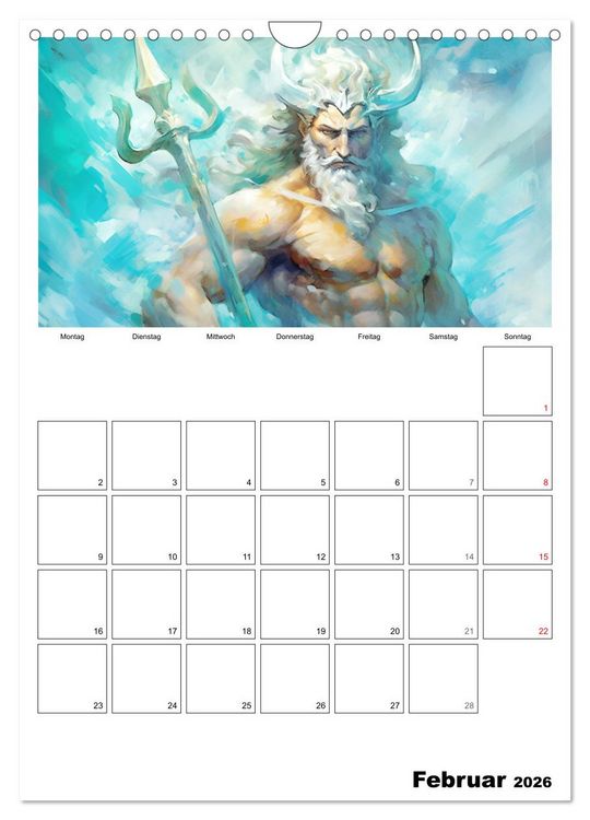 Produktbild: Der g&ouml;ttliche Planer. Aquarelle von antiken griechischen G&ouml;ttern (Wandkalender 2026 DIN A4 hoch), CALVENDO Monatskalender