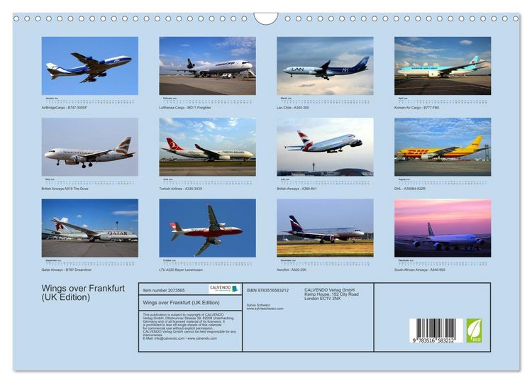 Produktbild: Wings over Frankfurt (UK Edition) (Wall Calendar 2026 DIN A3 landscape), CALVENDO 12 Month Wall Calendar