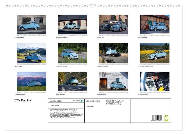 Produktbild: 2CV Pauline (Wandkalender 2027 DIN A2 quer), CALVENDO Monatskalender