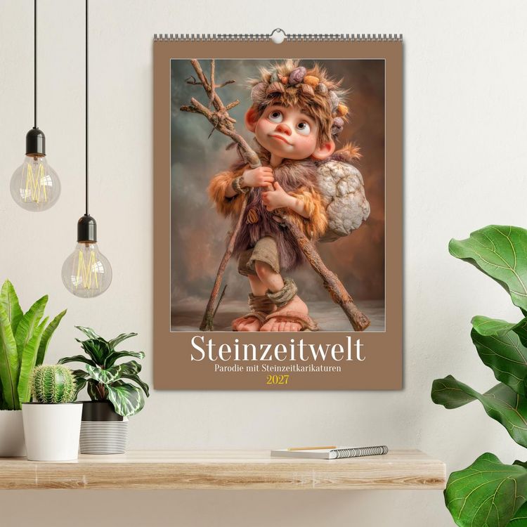 Produktbild: Steinzeitwelt - Parodie mit Steinzeitkarikaturen (Wandkalender 2027 DIN A2 hoch), CALVENDO Monatskalender
