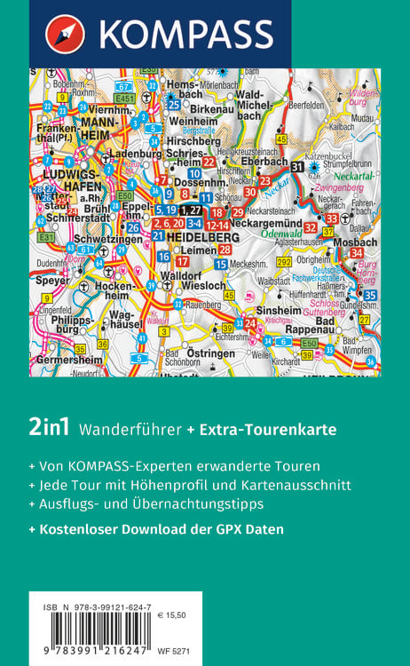 Produktbild: KOMPASS Wanderf&uuml;hrer Heidelberg mit Neckarsteig, 35 Touren