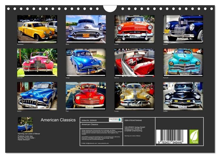 Produktbild: American Classics (Wandkalender 2026 DIN A4 quer), CALVENDO Monatskalender