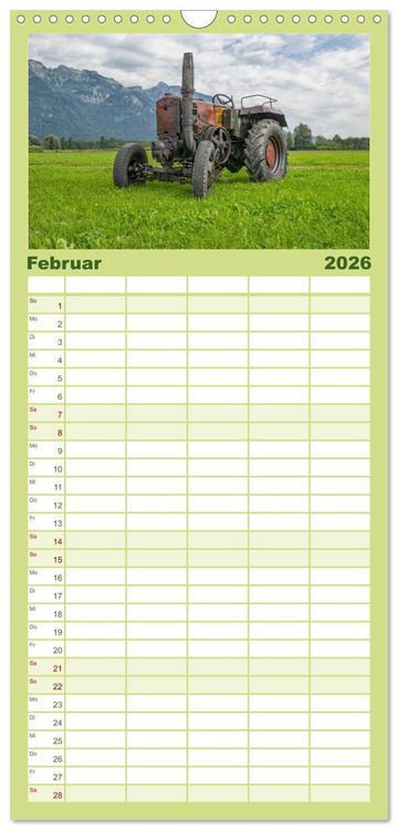 Produktbild: Familienplaner 2026 - Traktoren &ndash; Nostalgie auf dem Bauernhof mit 5 Spalten (Wandkalender, 21 x 45 cm) CALVENDO