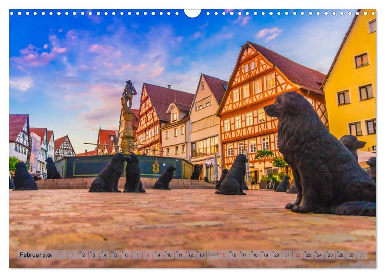 Produktbild: Leonberg - Altstadt in Abendstimmung (Wandkalender 2026 DIN A3 quer), CALVENDO Monatskalender